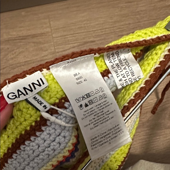 NWT GANNI striped crochet bikini bottoms size 42 - Picture 6 of 6